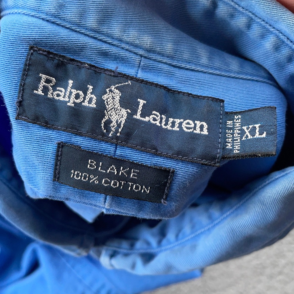 VTG Polo Ralph Lauren Shirt Mens XL Blue Blake Heavy Twill Button Down Pony - Picture 11 of 13